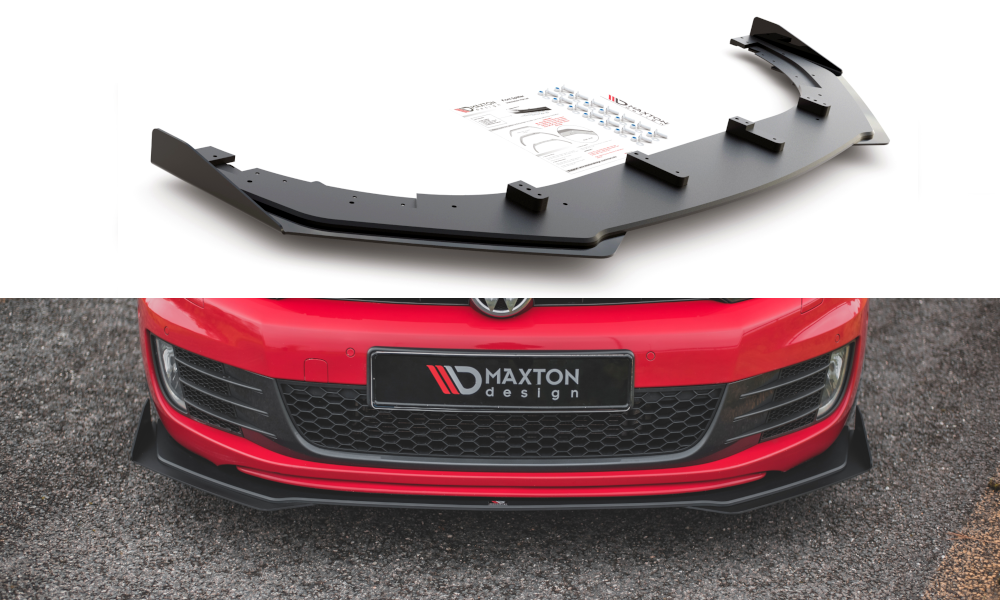 Maxton Robuste Racing Front Ansatz V.3 für passend +Flaps für Volkswagen Golf GTI Mk6 schwarz Hochglanz