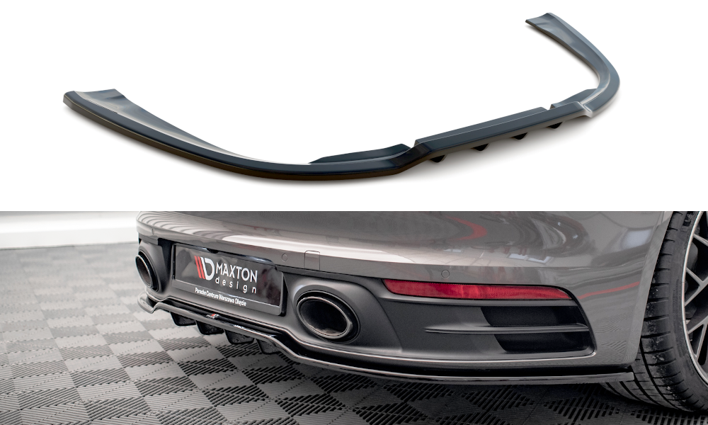 Maxton Mittlerer Diffusor Heck Ansatz DTM Look für Porsche 911 Carrera 4S 992 schwarz Hochglanz