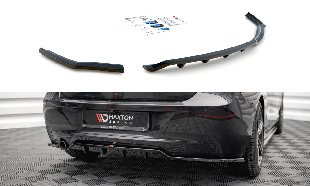 Maxton Mittlerer Diffusor Heck Ansatz DTM Look für BMW 1er F20 schwarz Hochglanz
