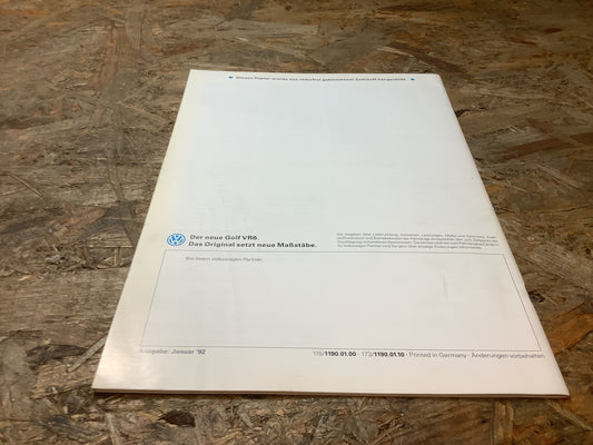 Der neue Golf VR6 Werbeheft Ausgabe Januar 1992