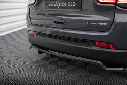 Maxton Mittlerer Diffusor Heck Ansatz DTM Look für Jeep Compass Limited Mk2 Facelift schwarz Hochglanz