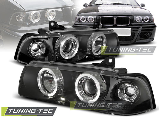Tuning-Tec LED Angel Eyes Scheinwerfer für BMW 3er E36 Coupe/Cabrio 90-99 schwarz