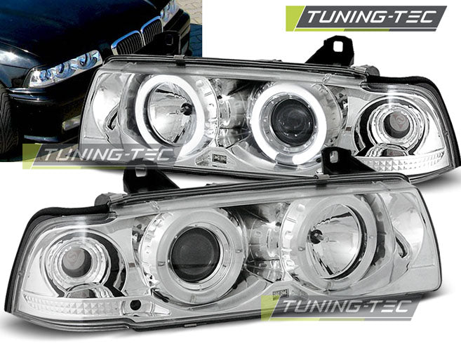 Tuning-Tec LED Angel Eyes Scheinwerfer für BMW 3er E36 90-99 chrom
