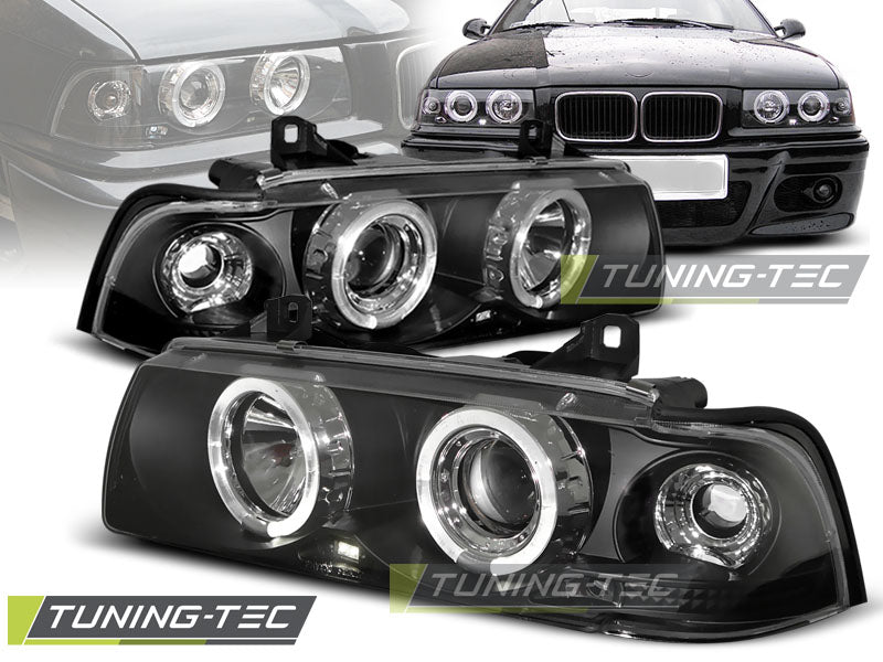 Tuning-Tec LED Angel Eyes Scheinwerfer für BMW 3er E36 90-99 schwarz