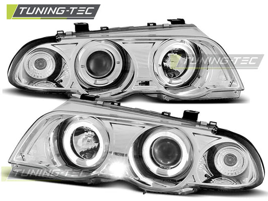 Tuning-Tec LED Angel Eyes Scheinwerfer für BMW 3er E46 98-01 chrom Set
