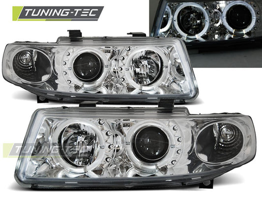 Tuning-Tec LED Angel Eyes Scheinwerfer für Seat Leon 1M / Toledo 99-04 chrom