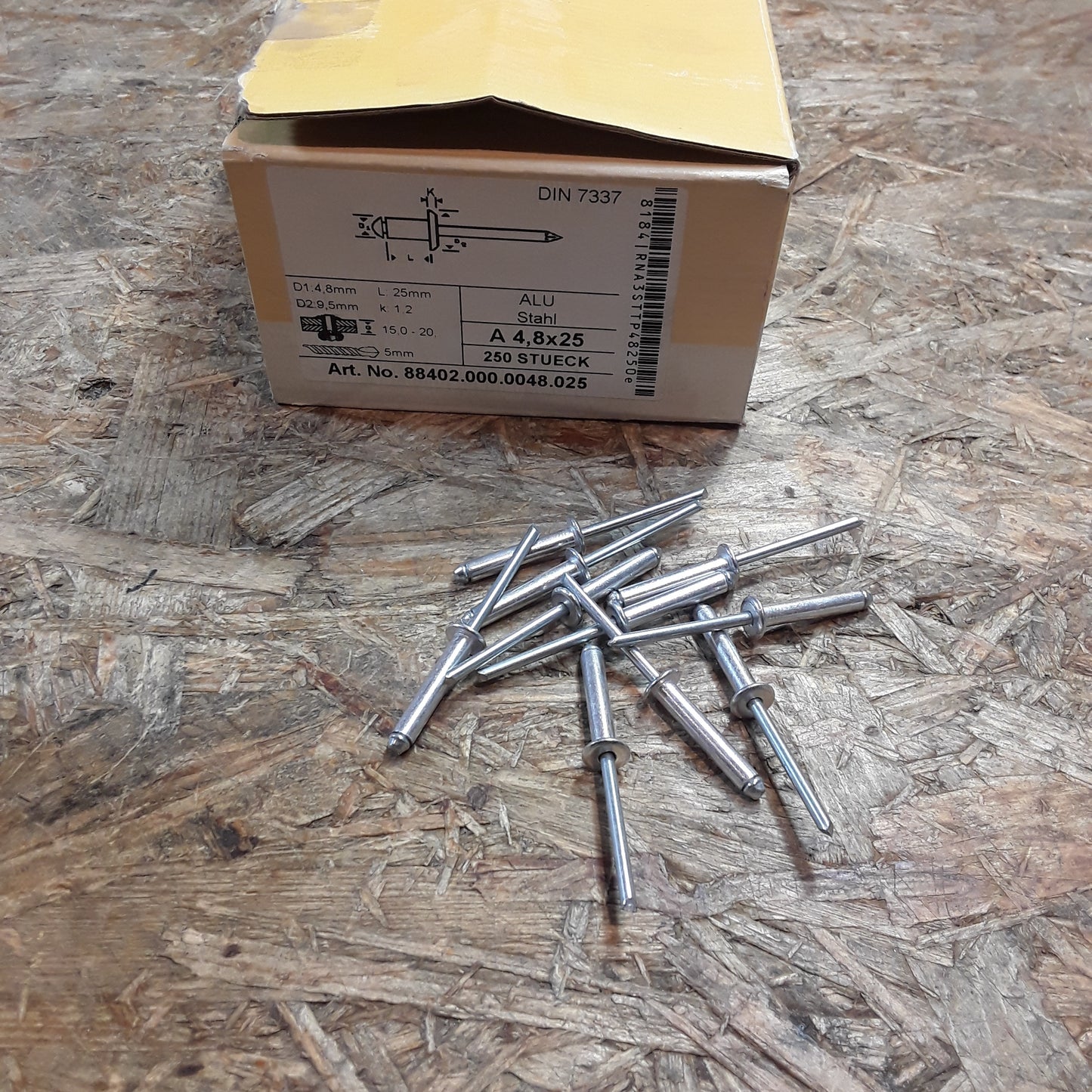 Diverse Fahrzeuge Blindnieten Alu/ Stahl A4,8x25 (10Stk.) NEU