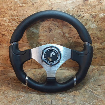 Diverse Fahrzeuge Sportlenkrad 32cm Durchmesser Leder-Optik silber/schwarz original Victor NEU