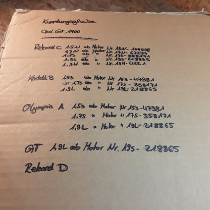 GT/GT 1900 Rekord C/D Kadett B Olympia A  Kupplungsglocke original GM Opel NEU