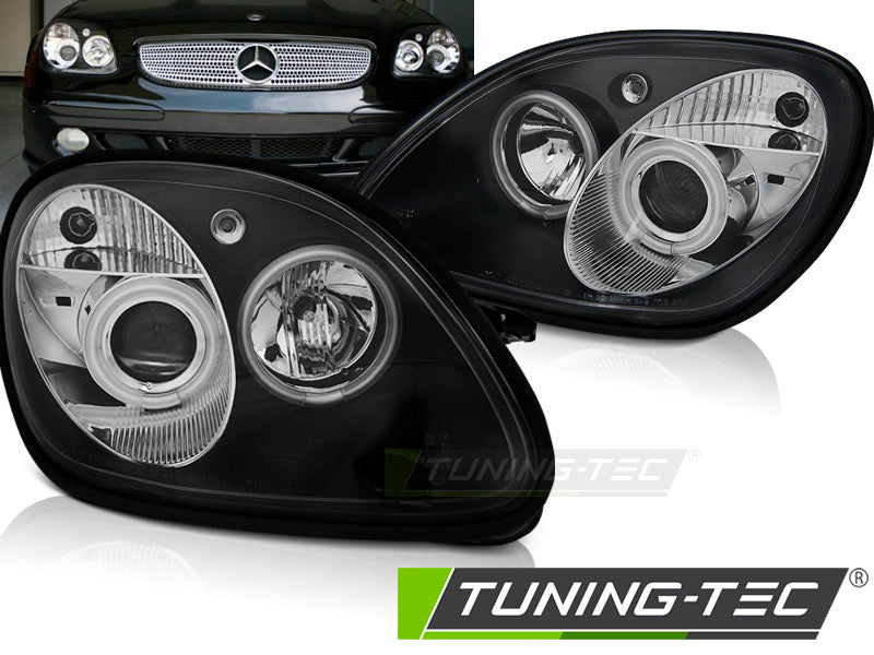 Tuning-Tec LED Angel Eyes Scheinwerfer für Mercedes Benz SLK R170 96-04 schwarz