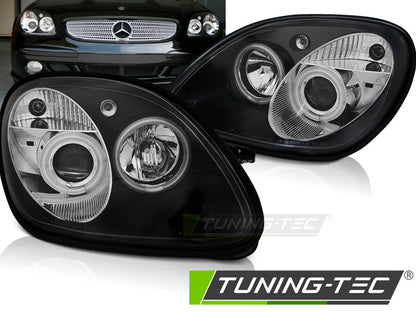 Tuning-Tec LED Angel Eyes Scheinwerfer für Mercedes Benz SLK R170 96-04 schwarz