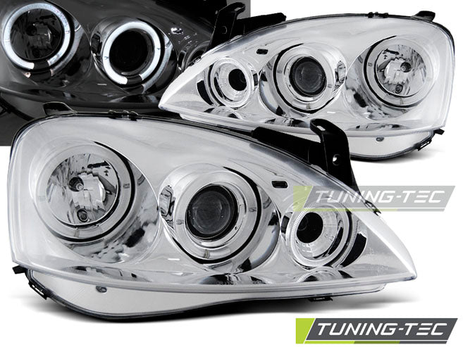 Tuning-Tec LED Angel Eyes Scheinwerfer für Opel Corsa C 00-06 chrom