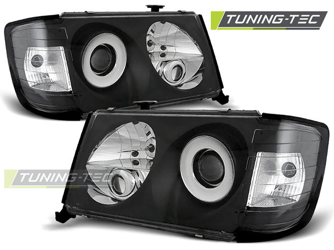 Tuning-Tec Klarglas Scheinwerfer für Mercedes Benz E-Klasse W124 85-93 schwarz