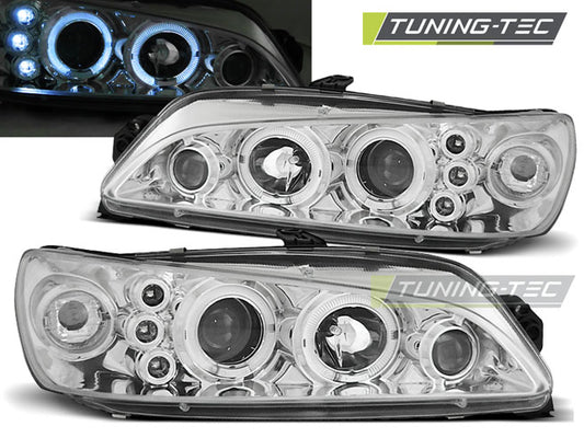 Tuning-Tec LED Angel Eyes Scheinwerfer für Peugeot 306 93-97 chrom