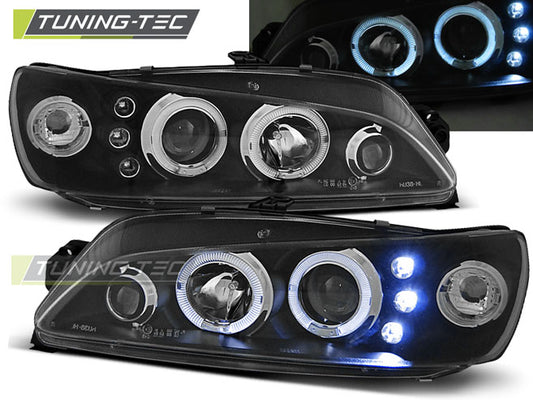 Tuning-Tec LED Angel Eyes Scheinwerfer für Peugeot 306 93-97 schwarz