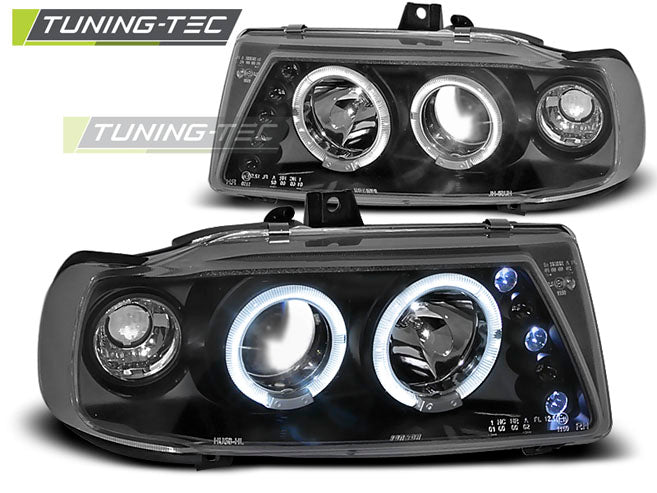 Tuning-Tec LED Angel Eyes Scheinwerfer für Seat Ibiza 6K / Cordoba 93-99 schwarz