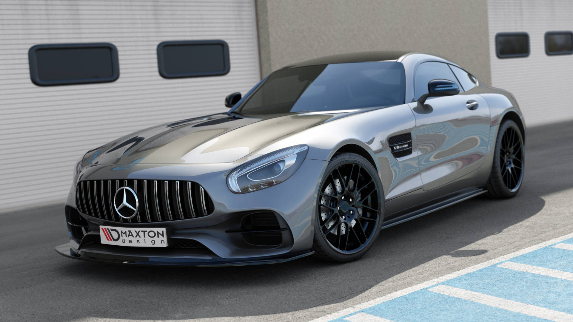 Maxton Front Ansatz für Mercedes-AMG GT S C190 Facelift schwarz Hochglanz