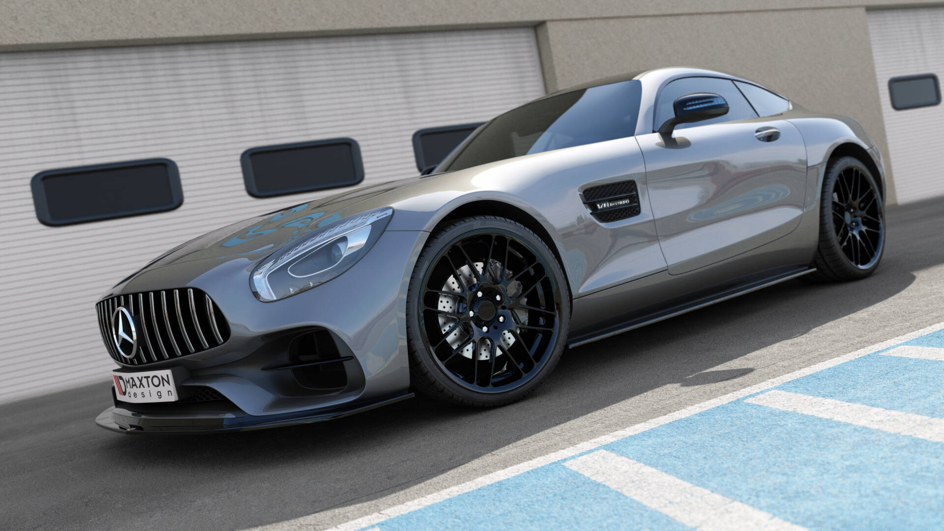 Maxton Seitenschweller Ansatz für Mercedes-AMG GT / GT S C190 Facelift schwarz Hochglanz