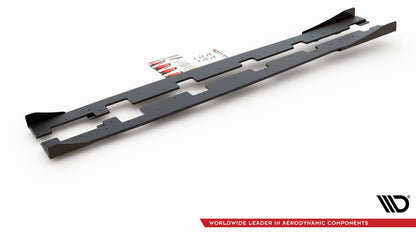 Maxton Robuste Racing Seitenschweller Ansatz für für + Flaps Ford Focus RS Mk3 schwarz Hochglanz