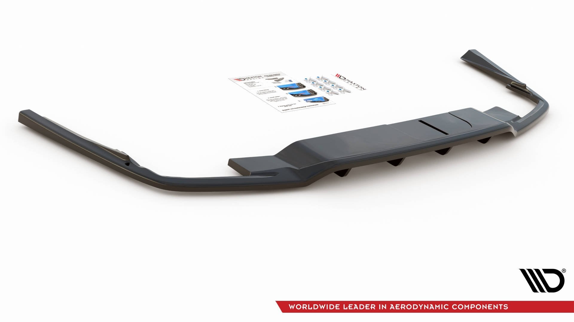 Maxton Mittlerer Diffusor Heck Ansatz DTM Look für Volvo S60/V60 R-Design Mk3 schwarz Hochglanz