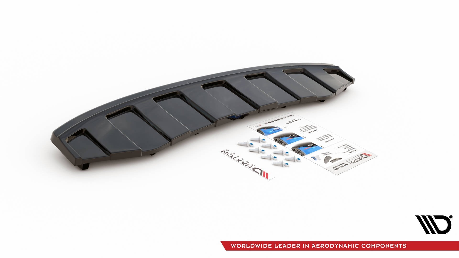 Maxton Mittlerer Diffusor Heck Ansatz für AUDI A6 C7 S-LINE AVANT AUSPUFF 2X1 im DTM LOOK schwarz Hochglanz