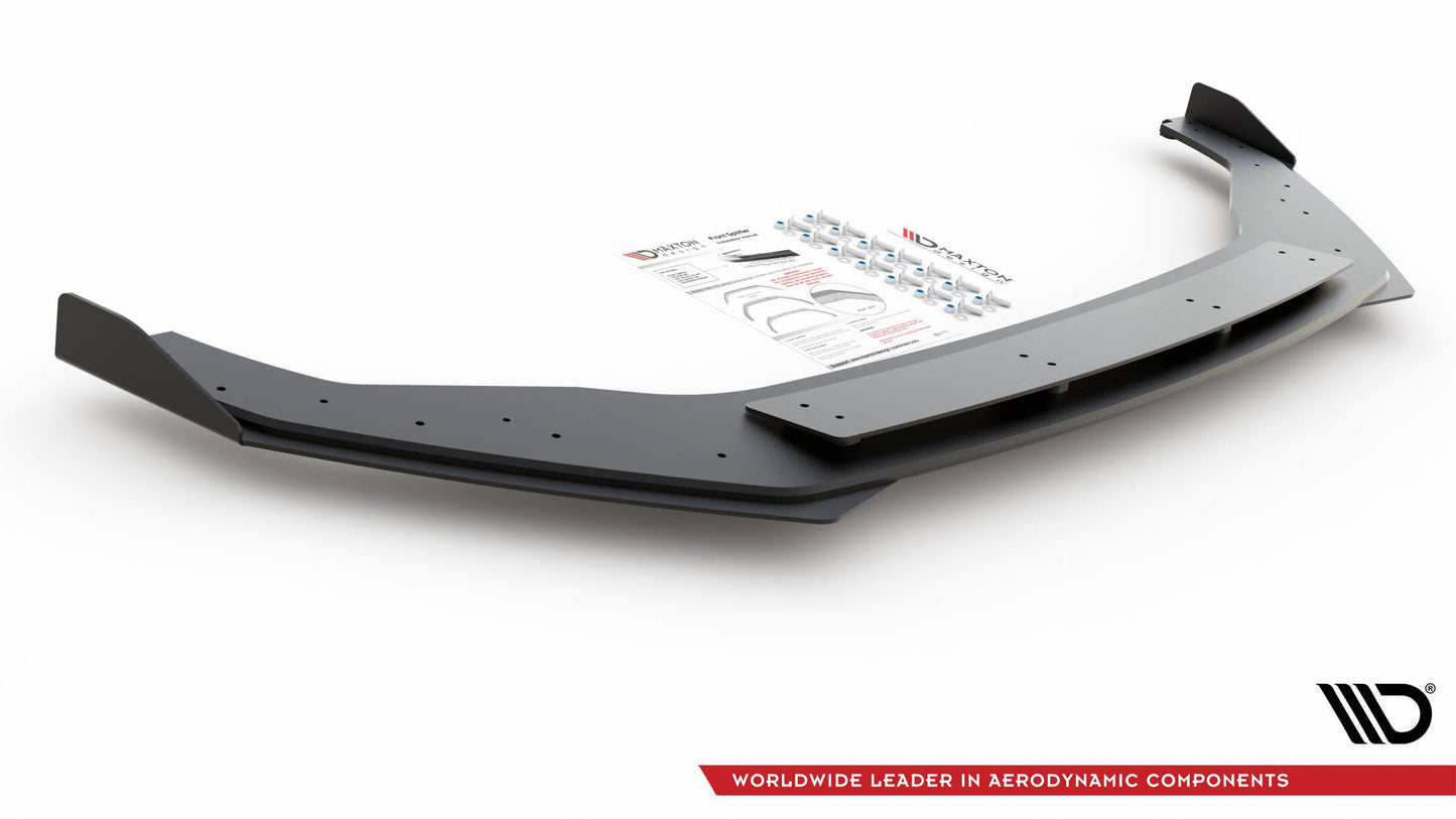 Maxton Robuste Racing Front Ansatz für passend +Flaps für VW Golf 7 R / R-Line Facelift schwarz Hochglanz