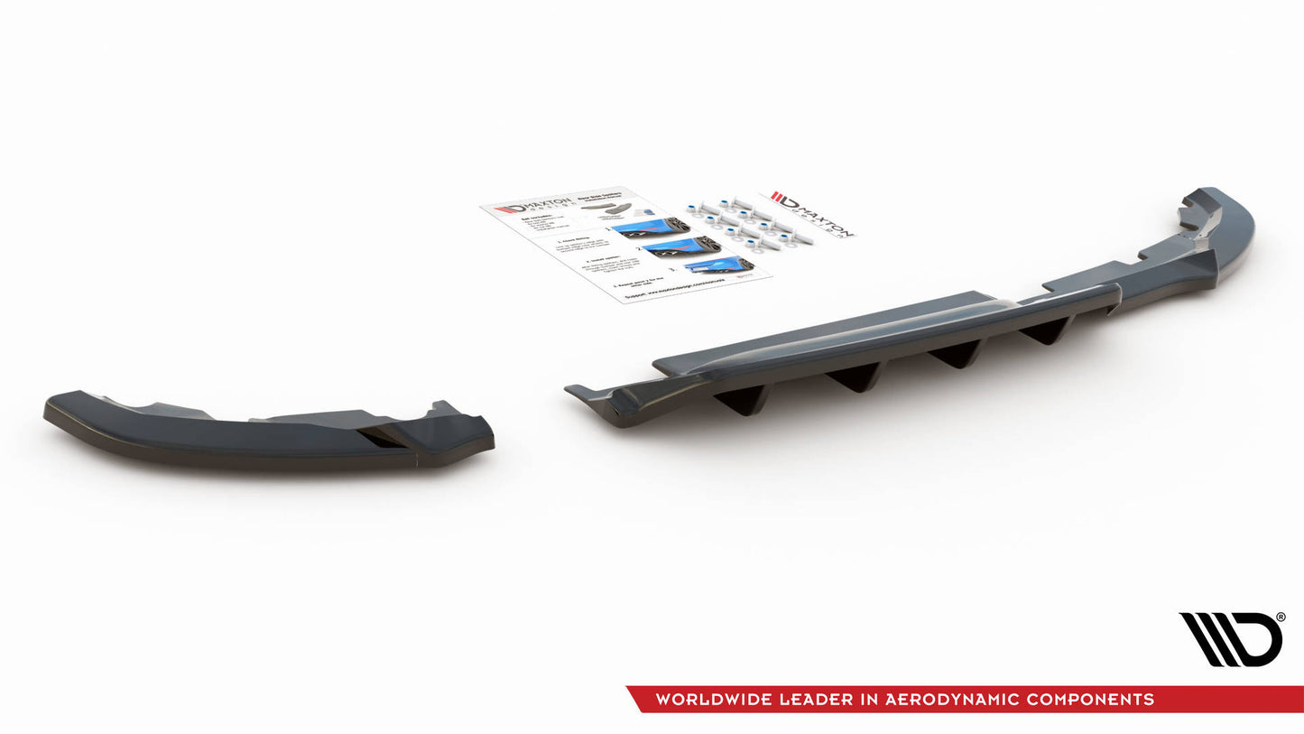 Maxton Mittlerer Diffusor Heck Ansatz DTM Look für Renault Clio Mk5 schwarz Hochglanz