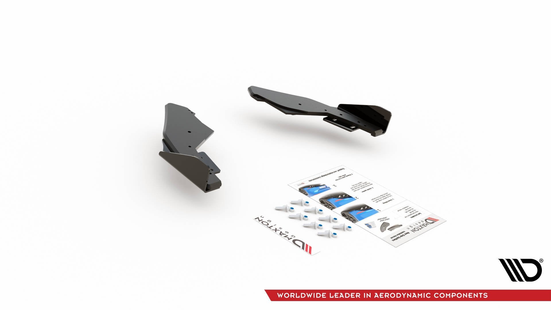 Maxton Robuste Racing Heck Ansatz Flaps Diffusor +Flaps für Volkswagen Golf GTI / GTE Mk8 schwarz Hochglanz