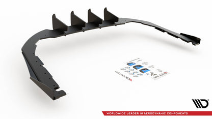 Maxton Robuste Racing Diffusor Heck Ansatz +Flaps für Volkswagen Arteon R-Line schwarz Hochglanz