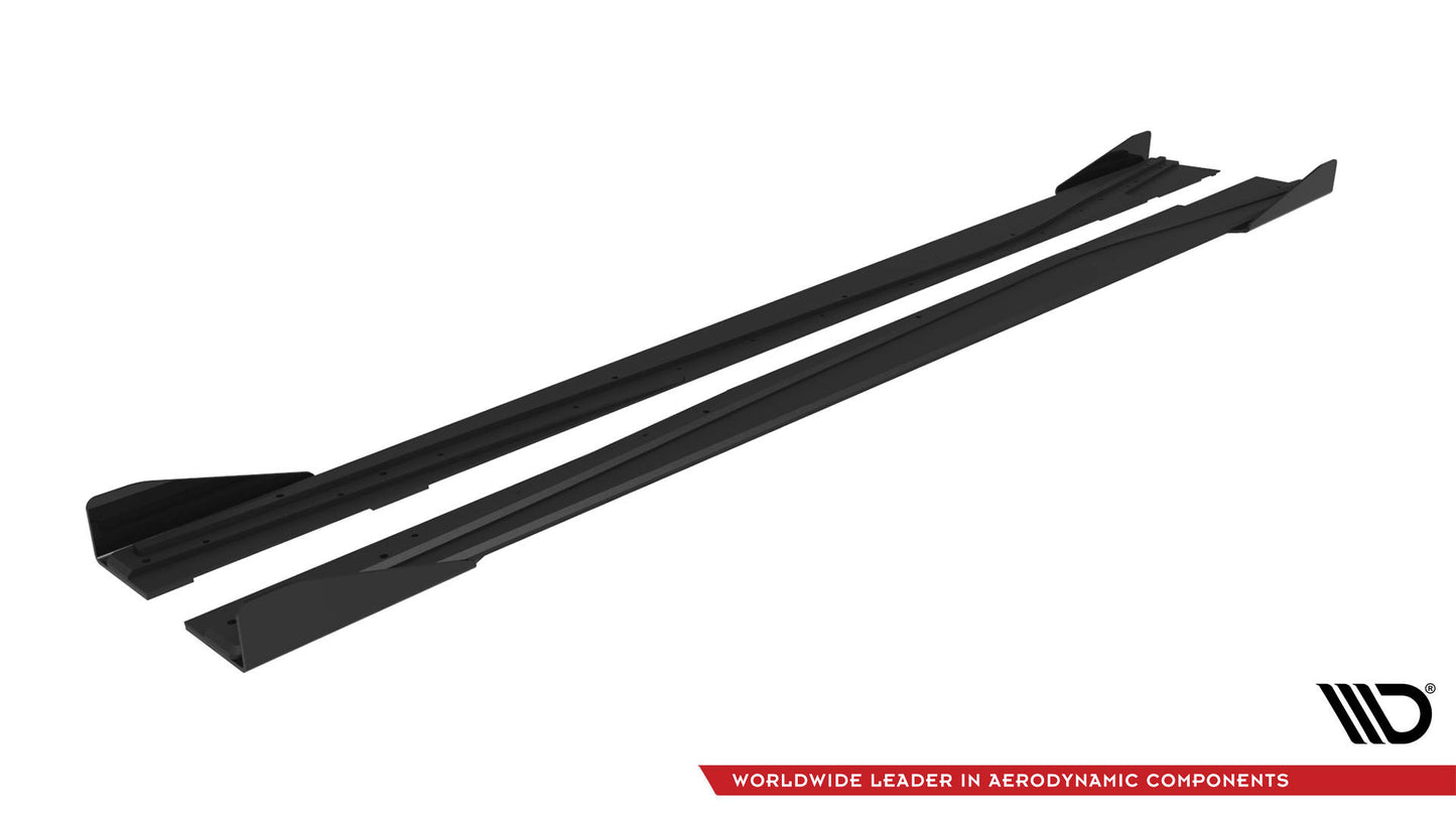 Maxton Street Pro Seitenschweller Ansatz für + Flaps Mercedes-Benz A AMG-Line W176 Facelift schwarz Hochglanz