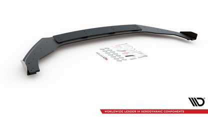 Maxton Robuste Racing Front Ansatz für passend +Flaps für VW Golf 7 R / R-Line Facelift schwarz Hochglanz