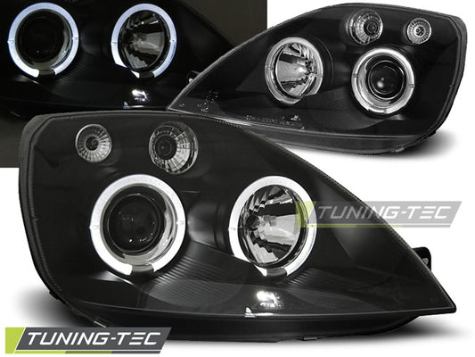 Tuning-Tec LED Angel Eyes Scheinwerfer für Ford Fiesta MK6 02-05 schwarz