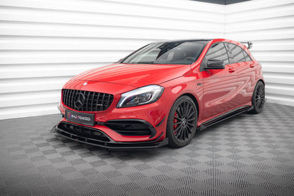 Maxton Street Pro Front Ansatz für +Flaps für + Flaps Mercedes-Benz A 45 AMG Aero W176 Facelift schwarz Hochglanz