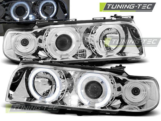 Tuning-Tec LED Angel Eyes Scheinwerfer für BMW 7er E38 94-98 chrom
