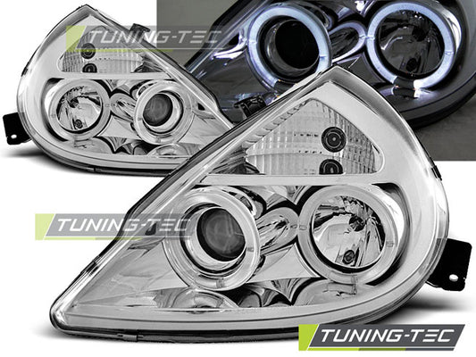 Tuning-Tec LED Angel Eyes Scheinwerfer für Ford KA 96-08 chrom