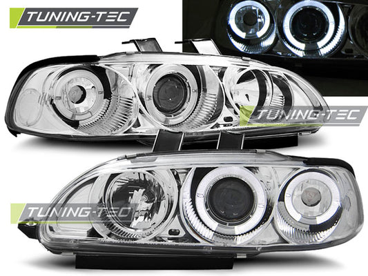 Tuning-Tec LED Angel Eyes Scheinwerfer für Honda Civic 4 Türer 91-95 chrom