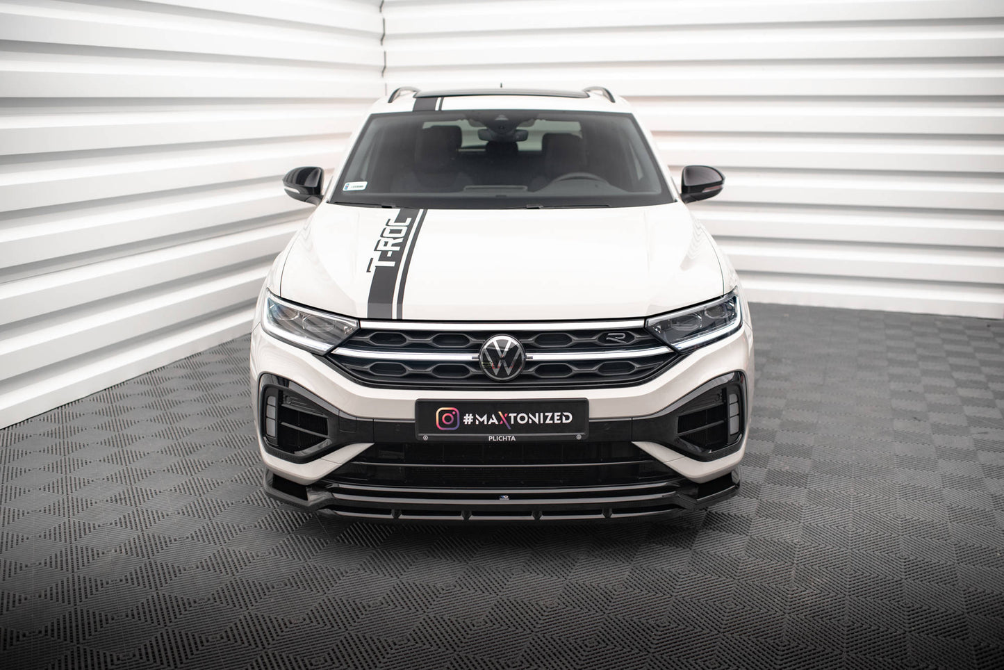 Maxton Front Ansatz V.1 für Volkswagen T-Roc R / R-Line Mk1 Facelift schwarz Hochglanz