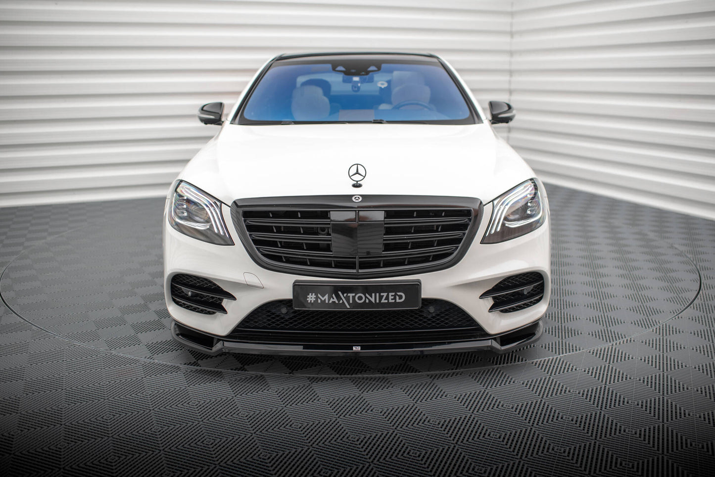 Maxton Front Ansatz V.1 für Mercedes-Benz S AMG-Line W222 Facelift schwarz Hochglanz