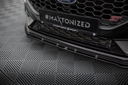 Maxton Front Ansatz V.2 für Ford Fiesta ST  Mk8 Facelift schwarz Hochglanz