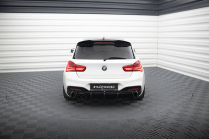 Maxton Diffusor Heck Ansatz für BMW 1er M-Paket F20 Facelift (Einseitige Doppelauspuffversion)