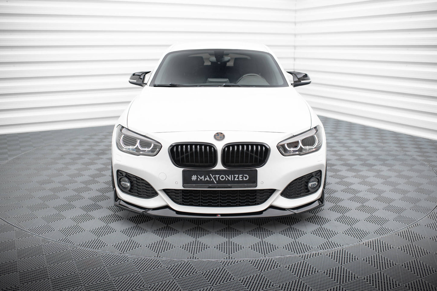 Maxton Front Ansatz V.4 für CSL Look BMW 1er M-Paket / M140i F20 Facelift schwarz Hochglanz