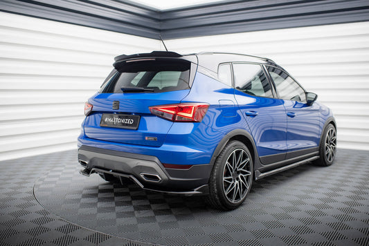 Maxton Mittlerer Diffusor Heck Ansatz DTM Look für Seat Arona FR Mk1 Facelift schwarz Hochglanz