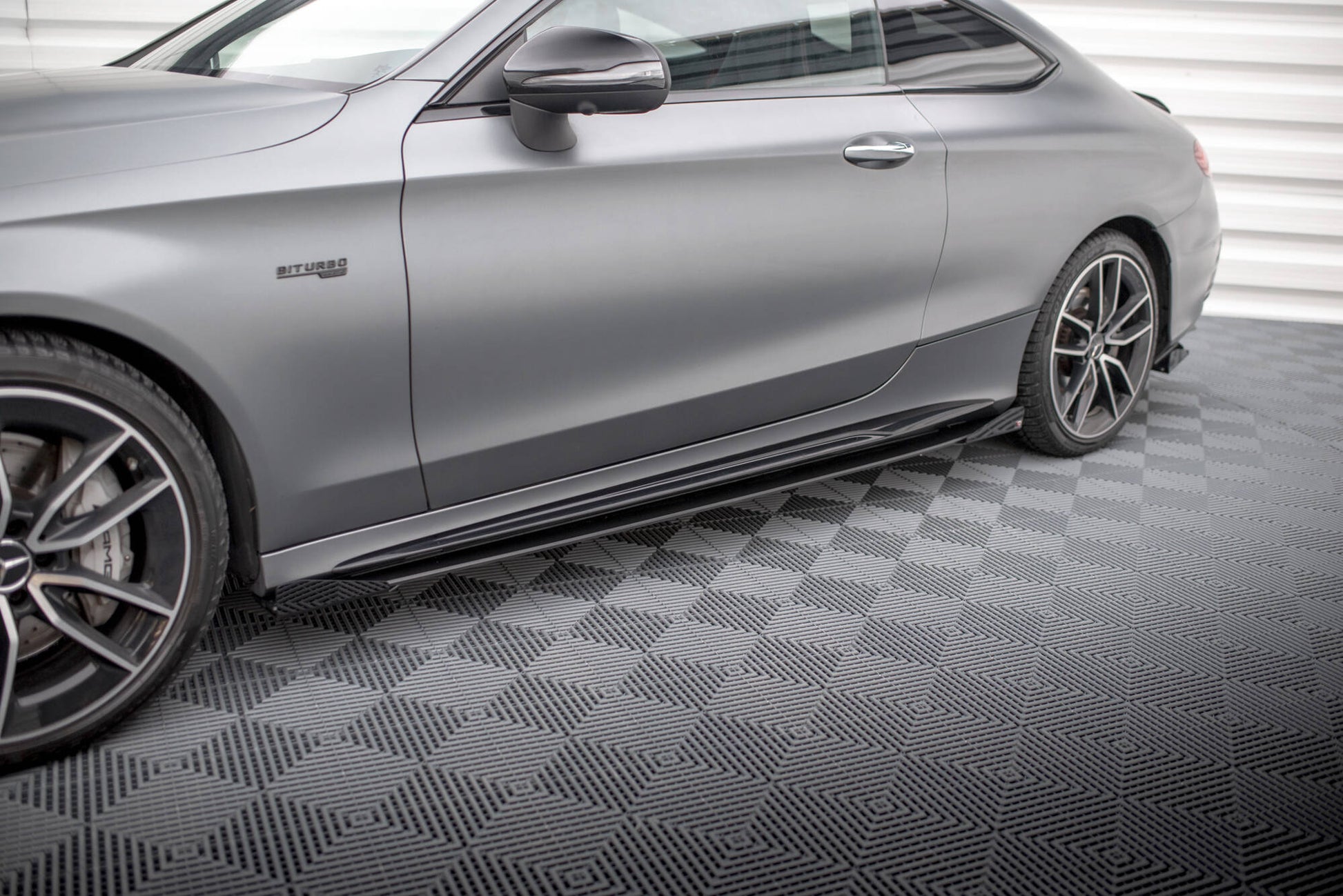 Maxton Street Pro Seitenschweller Ansatz für + Flaps Mercedes-AMG C43 Coupe C205 Facelift schwarz Hochglanz