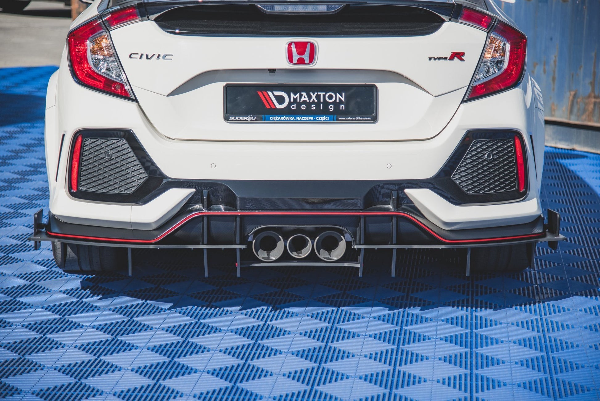 Maxton Robuste Racing Diffusor Heck Ansatz für Honda Civic X Type R