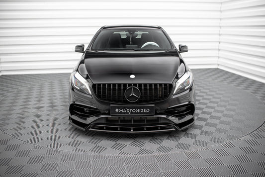 Maxton Front Ansatz V.2 für Mercedes-Benz A AMG-Line W176 Facelift schwarz Hochglanz