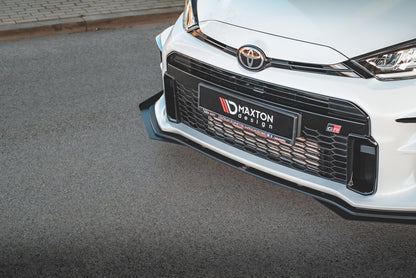 Maxton Robuste Racing Front Ansatz für passend +Flaps für Toyota GR Yaris Mk4 schwarz Hochglanz