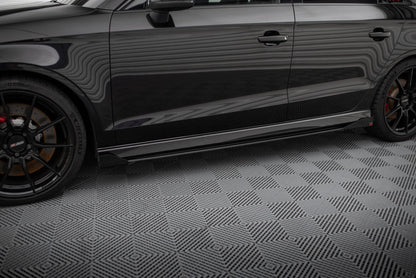 Maxton Side Flaps Audi RS3 Limousine 8V Facelift schwarz Hochglanz