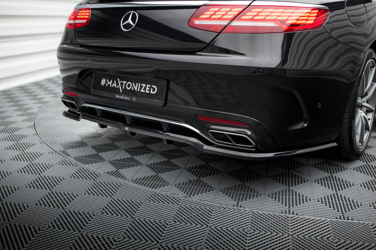 Maxton Mittlerer Diffusor Heck Ansatz DTM Look für Mercedes-Benz S Coupe AMG-Line C217 Facelift schwarz Hochglanz