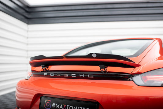 Maxton Spoiler CAP für Porsche 718 Cayman 982c schwarz Hochglanz