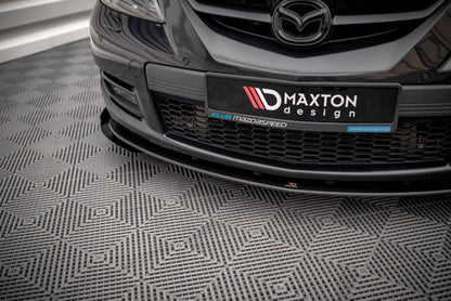 Maxton Street Pro Front Ansatz für +Flaps für V.1 + Flaps Mazda 3 MPS Mk1 schwarz Hochglanz